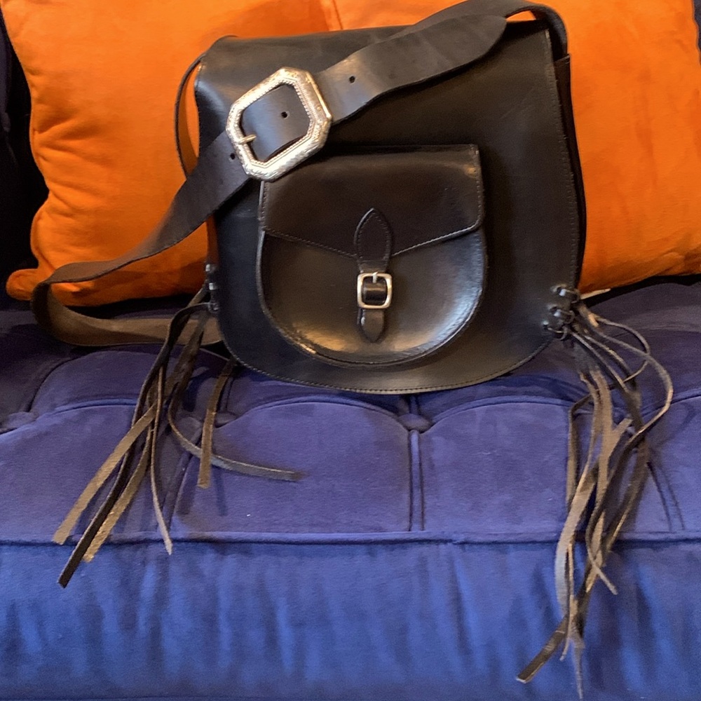 GM Studio Black leather crossbody Bag